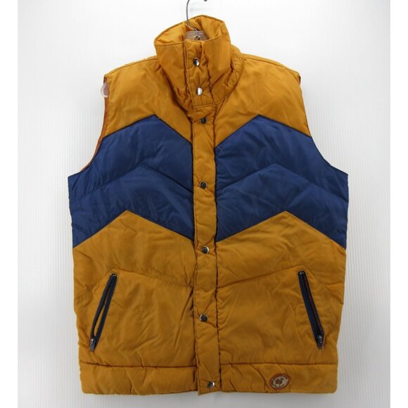 VINTAGE Camel Vest Large Goose Down Puffer Quilted 70s 80s Gorpcore * - Picture 1 of 14